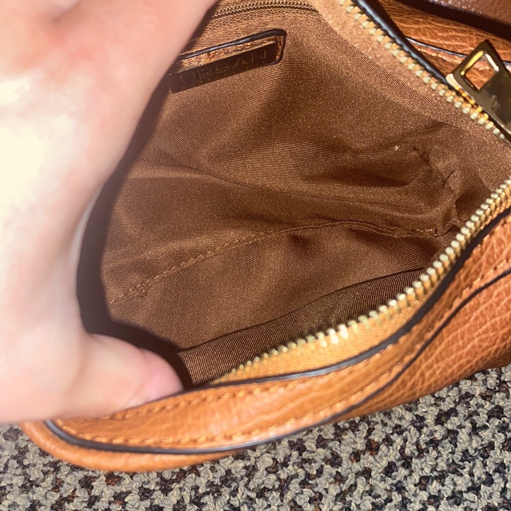 Vegan leather brown purse with a snap in pouch - Picture 3 of 7